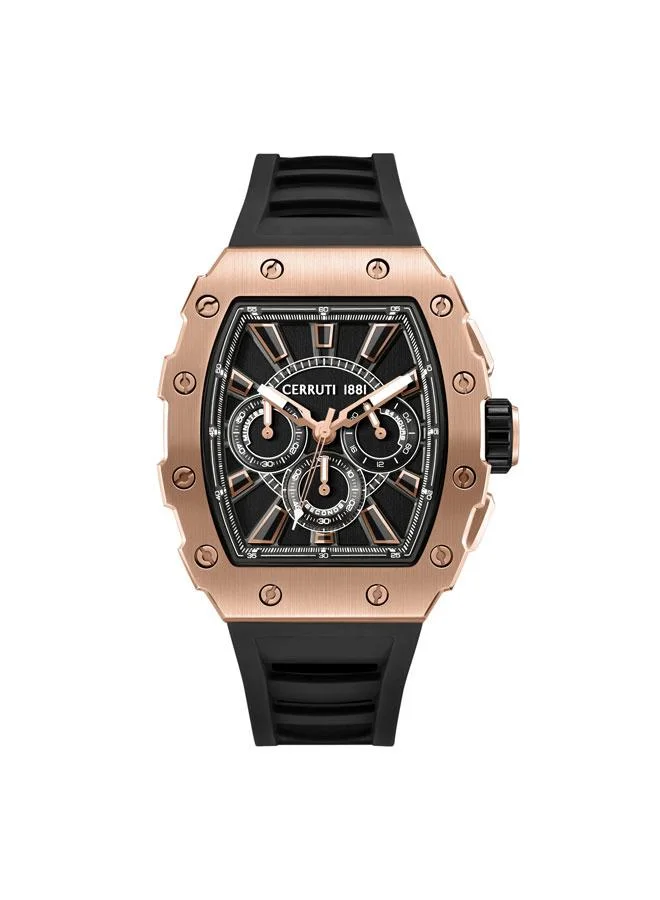 شيروتي 1881 Gubbio Black Dial Silicone Strap Chronograph Watch for Men, 43.5mm